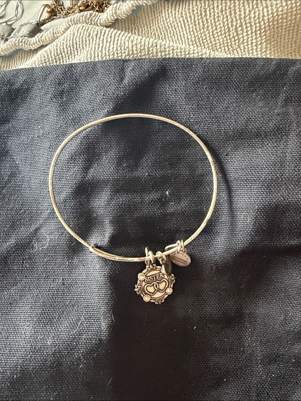 Alex and Ani Silver 'Sister' Charm Bangle Bracelet
